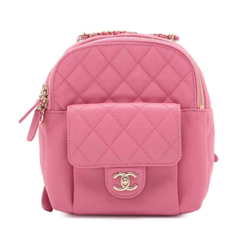 Chanel Small Quilted Caviar CC Day Backpack Pink Leather Good condition - Front View