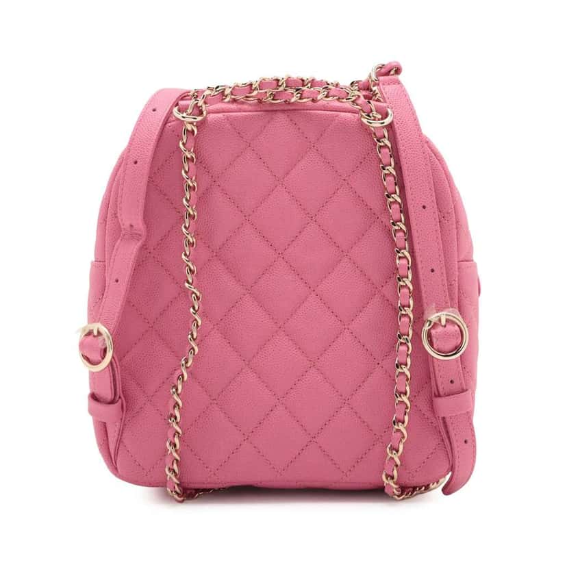 Chanel Small Quilted Caviar CC Day Backpack Pink Leather Good condition - Back View