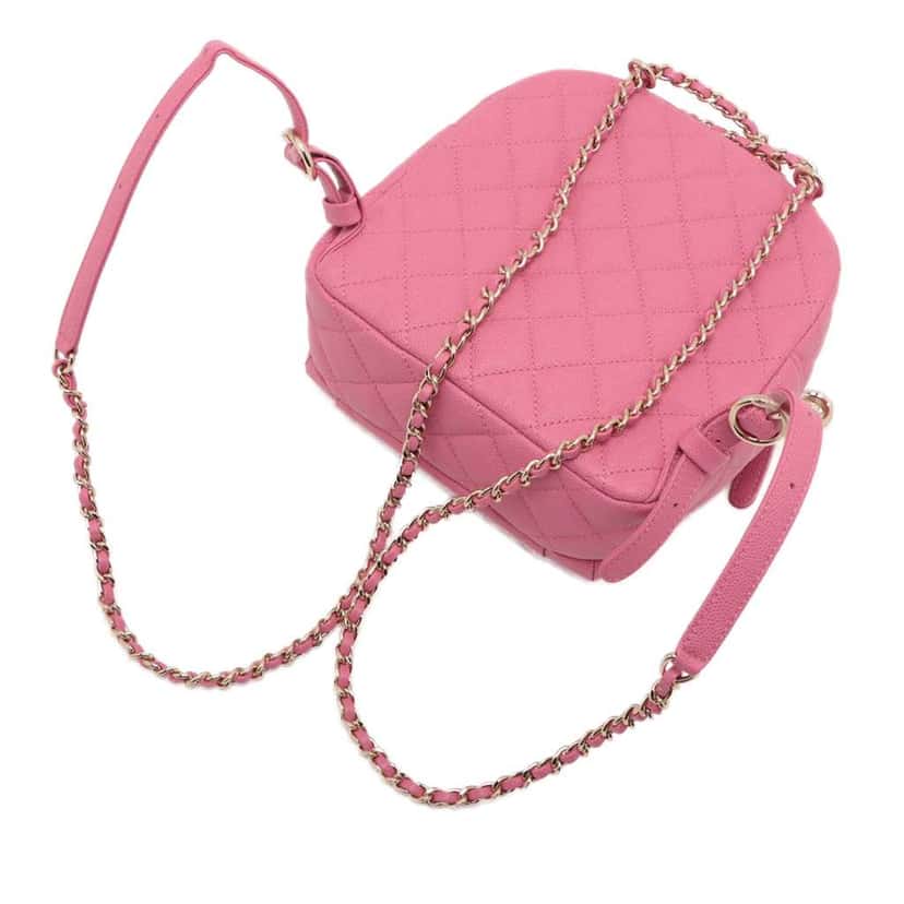 Chanel Small Quilted Caviar CC Day Backpack Pink Leather Good condition - Inside View
