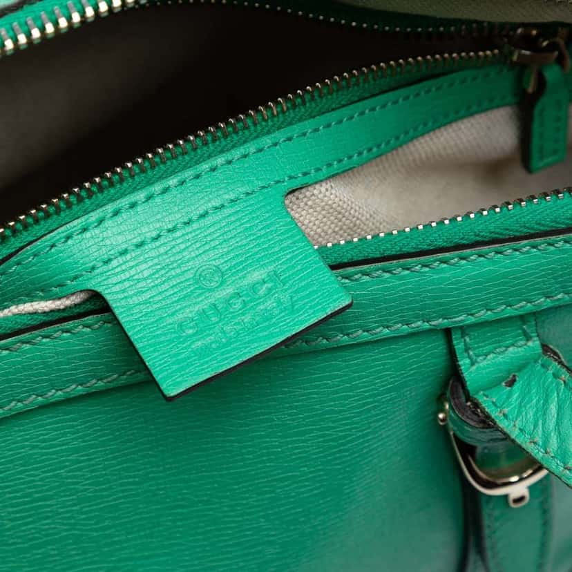 Gucci Small Leather Nice Dome Satchel Green Leather Very good condition - Box View