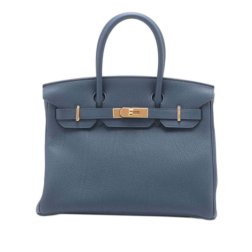 Hermès Togo Birkin Retourne 30 Blue Leather Good condition - Front View