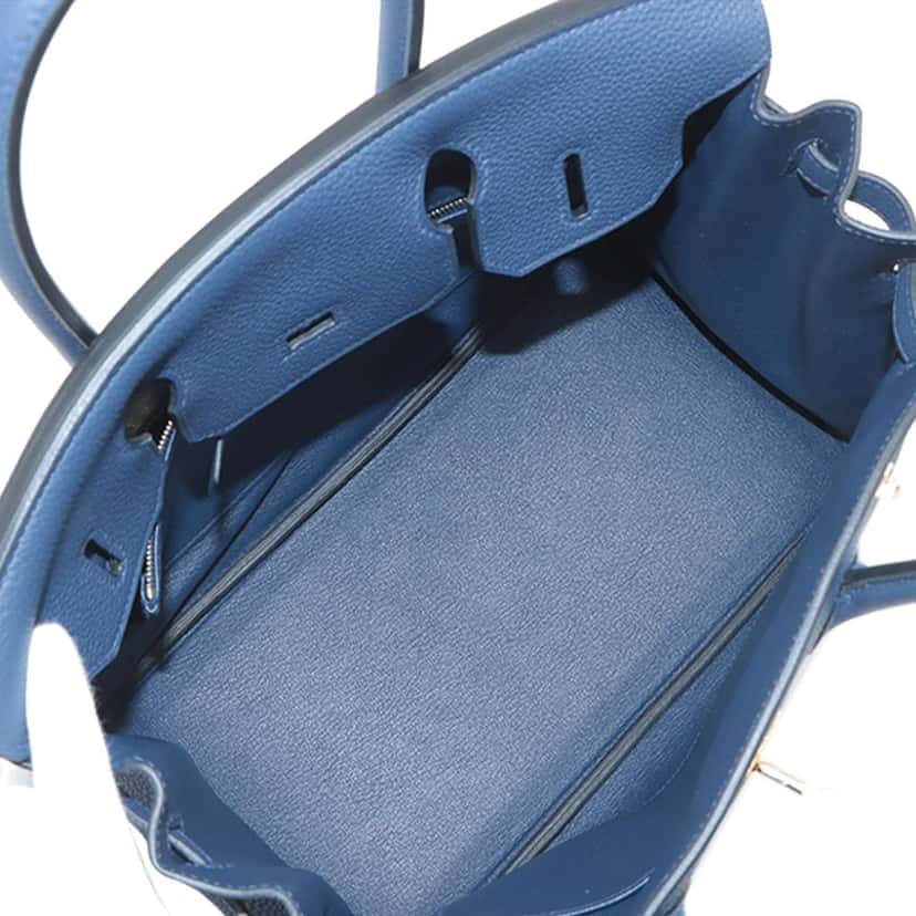 Hermès Togo Birkin Retourne 30 Blue Leather Good condition - Inside View
