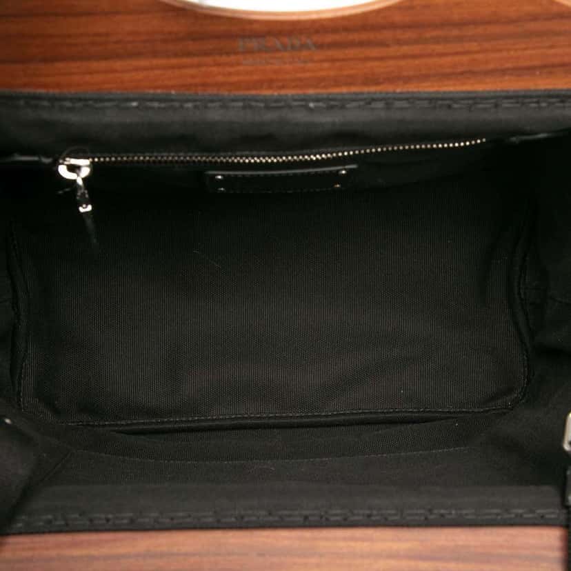 Prada Canvas Wood Handle Canapa Logo Satchel Black Canvas Good condition - Model View