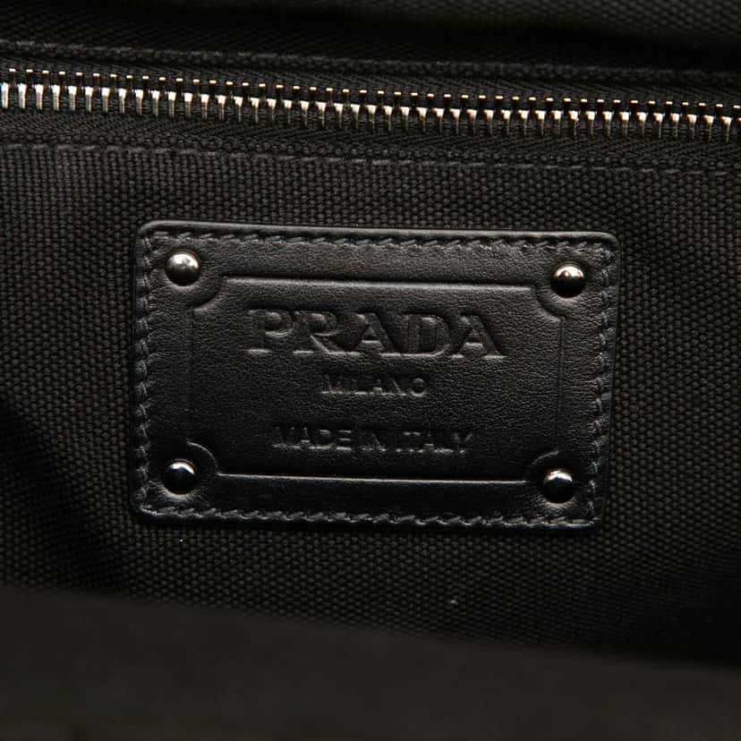Prada Canvas Wood Handle Canapa Logo Satchel Black Canvas Good condition - Box View