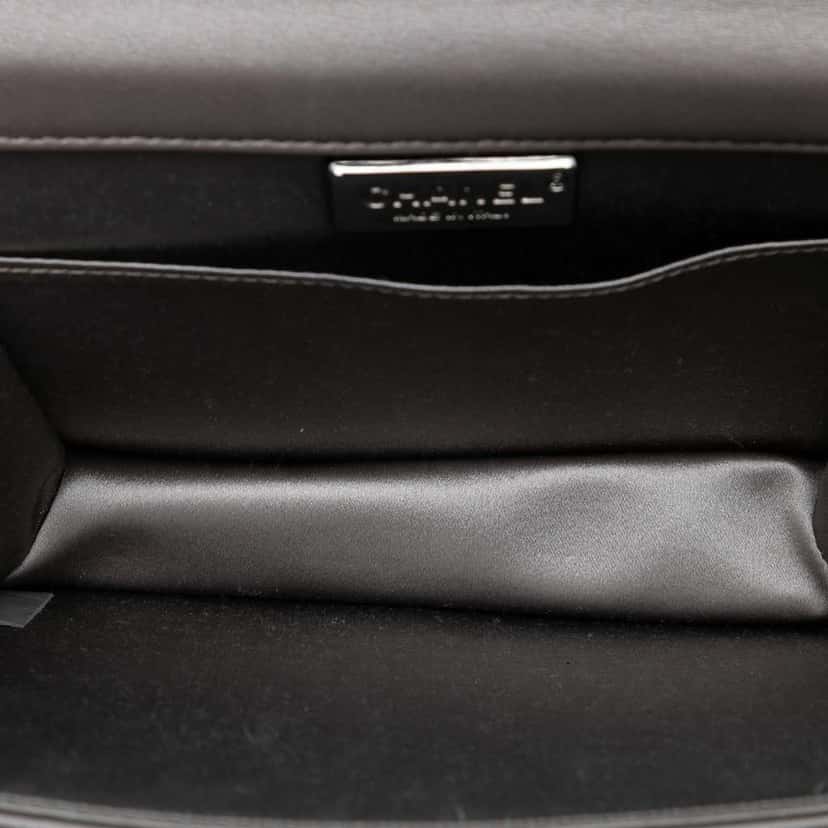 Chanel Small Lambskin Chocolate Bar CC Piercing Studded Chain Flap Grey Leather Very good condition - Model View