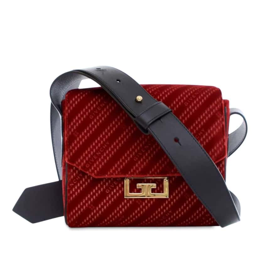 Givenchy Mini Velvet Diagonal Eden Flap Red Velvet Good condition - Front View