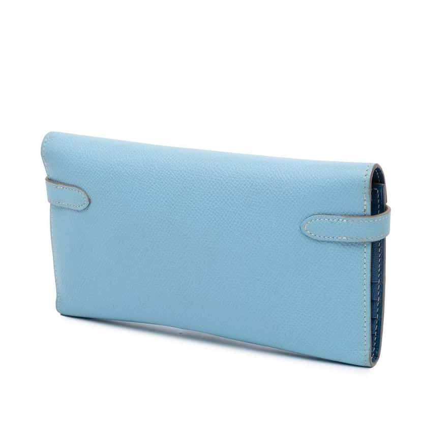 Hermès Epsom Kelly Longue Wallet Blue Leather Good condition - Back View
