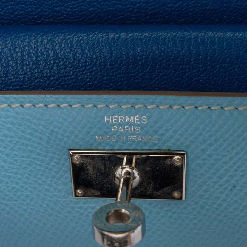 Hermès Epsom Kelly Longue Wallet Blue Leather Good condition - Box View