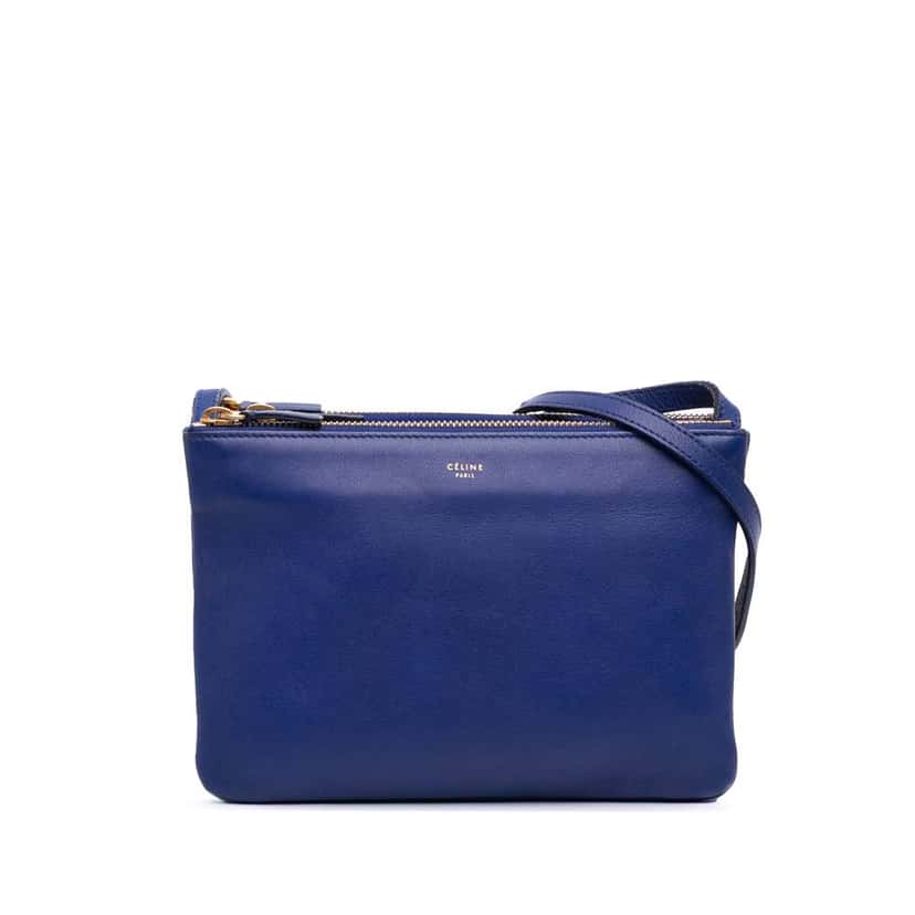 Celine Small Lambskin Trio Crossbody Blue Leather Good condition - Front View