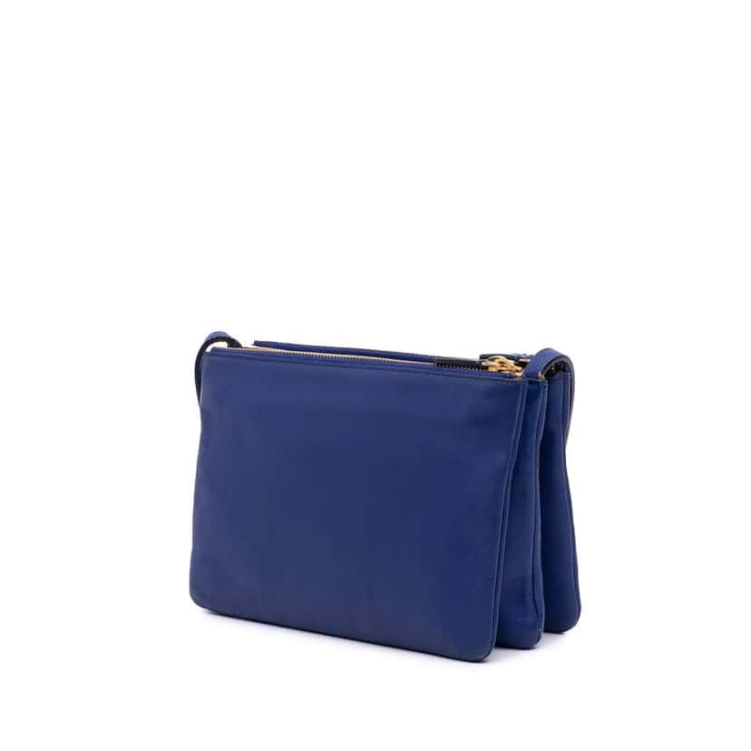 Celine Small Lambskin Trio Crossbody Blue Leather Good condition - Back View