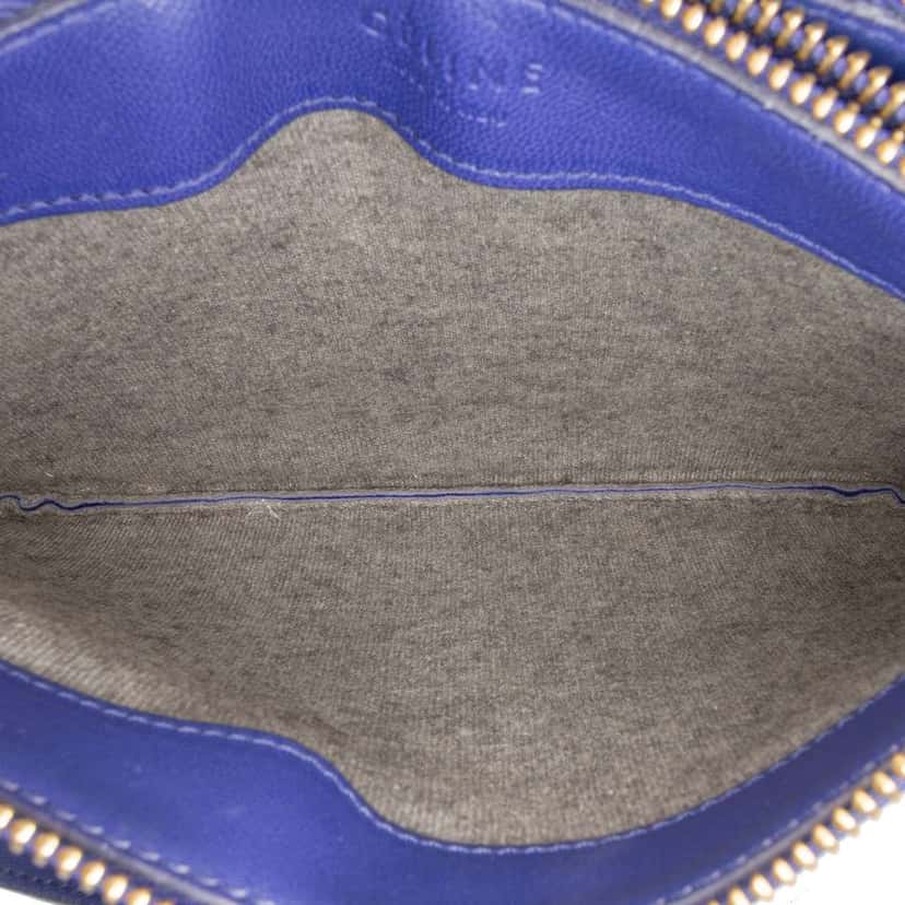 Celine Small Lambskin Trio Crossbody Blue Leather Good condition - Model View