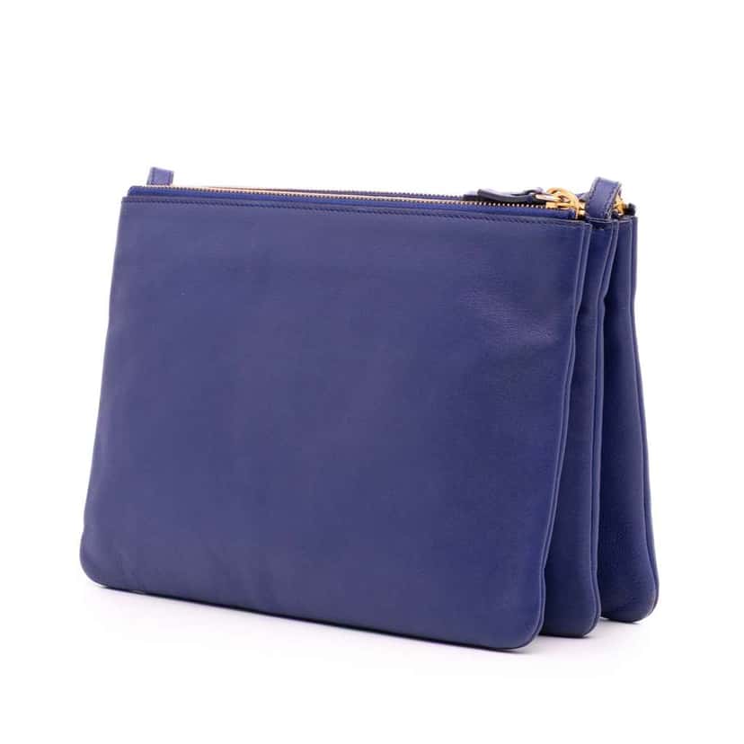 Celine Large Lambskin Trio Crossbody Blue Leather Good condition - Back View