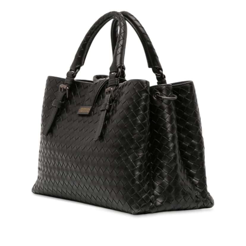 Bottega Veneta Small Nappa Intrecciato Roma Satchel Black Leather Good condition - Back View