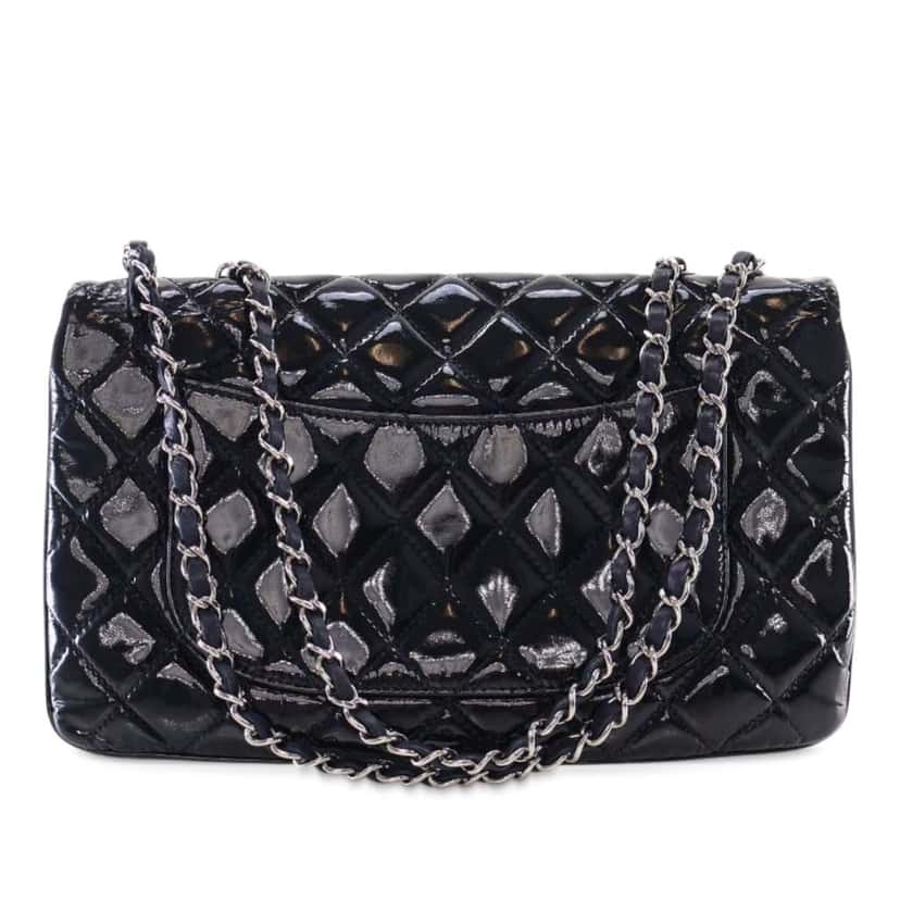 Chanel Jumbo Quilted Patent 3 Compartment Flap Blue Leather Good condition - Inside View