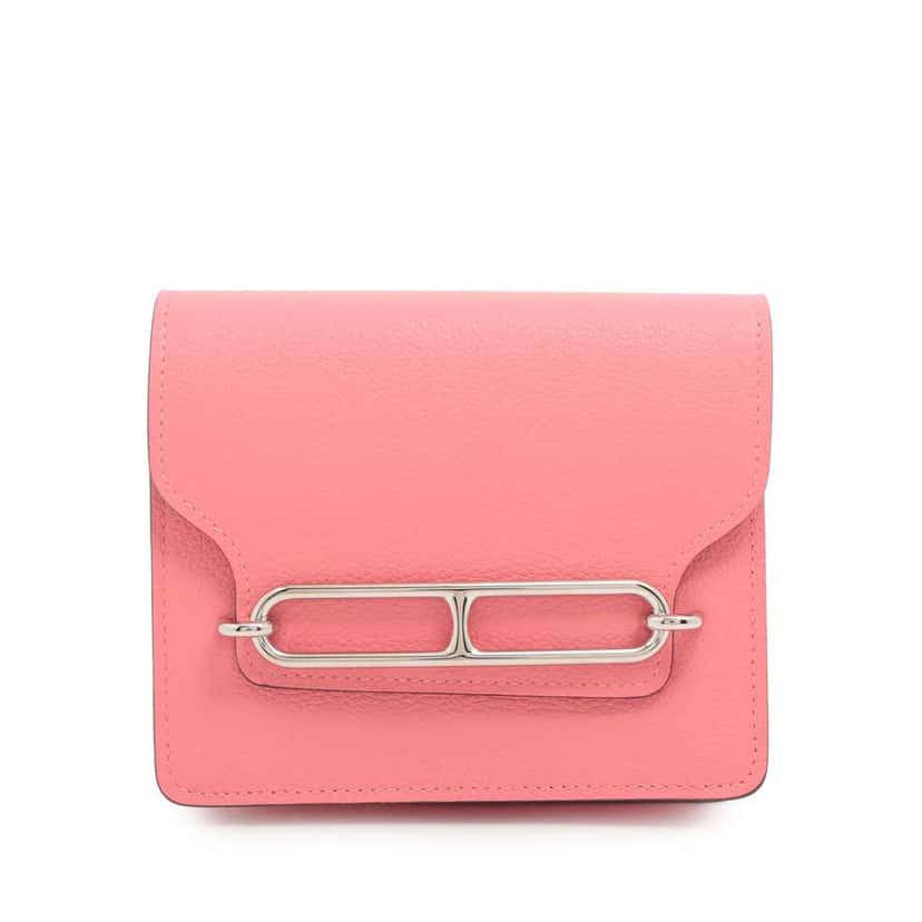 Hermès Evercolor Roulis Slim Wallet Pink Leather Good condition - Front View