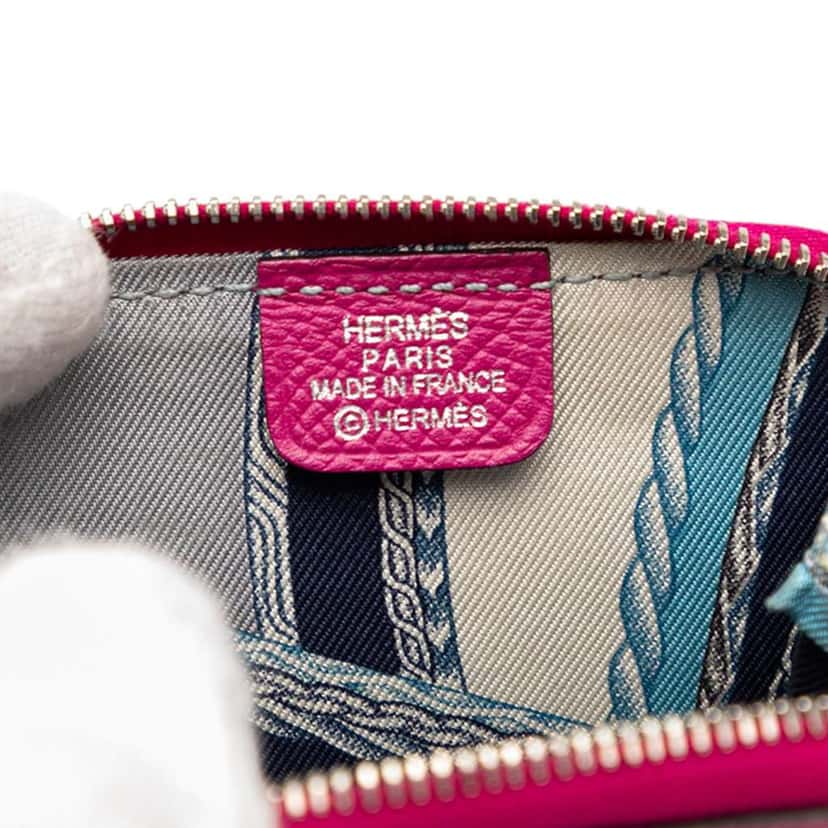 Hermès Epsom Silk in Compact Coin Purse Pink Leather Good condition - Box View