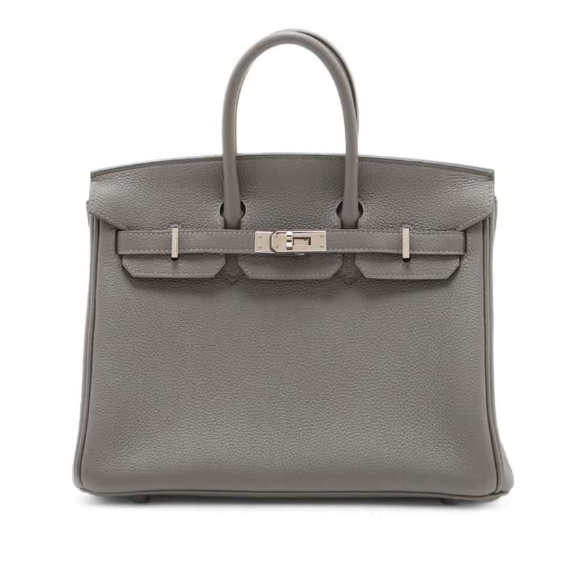Hermès Togo Birkin Retourne 25 Grey Leather Good condition - Front View