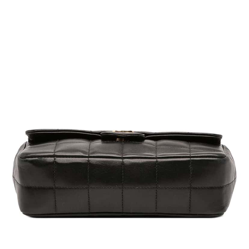 Chanel Mini Lambskin Chocolate Bar Camellia Flap Black Leather Good condition - Inside View