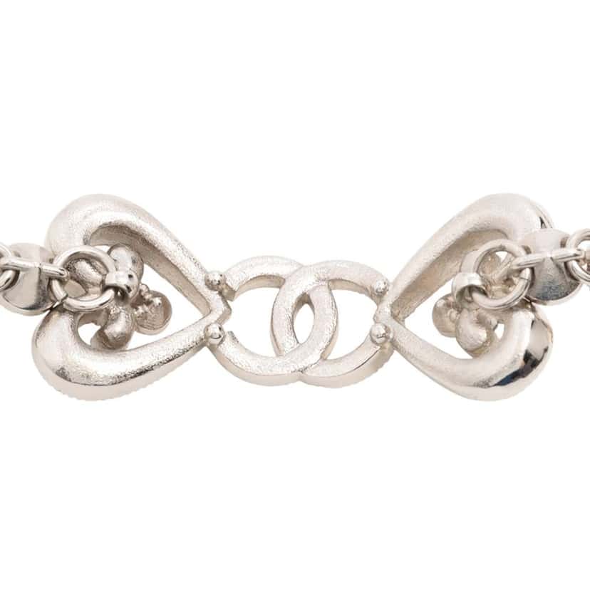 Chanel Gold Plated Crystal Hearts Choker Necklace Gold Metal Good condition - Inside View