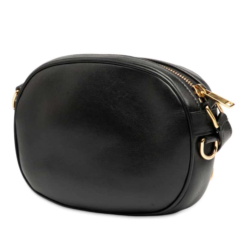 Celine Small Quilted Calfskin C Charm Crossbody Black Leather Good condition - Back View