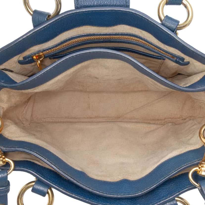 Miu Miu Goatskin Madras Satchel Blue Leather Fair condition - Model View