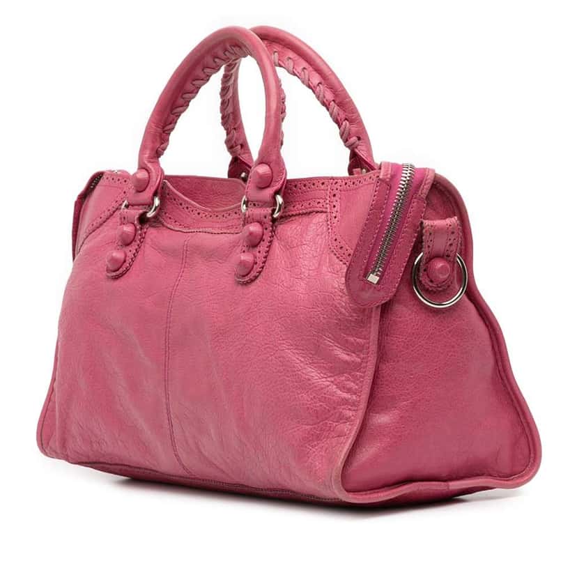 Balenciaga Lambskin Motocross Giant Brogues Part Time Satchel Pink Leather Good condition - Back View