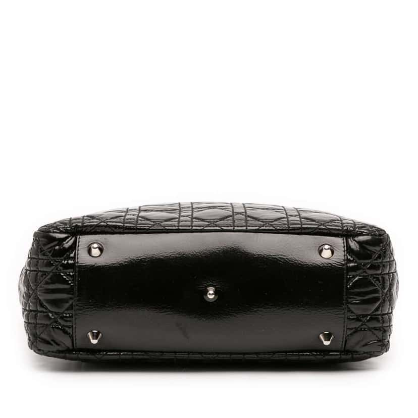 Dior Medium Patent Cannage Vertical Soft Shopping Tote Black Leather Good condition - Inside View
