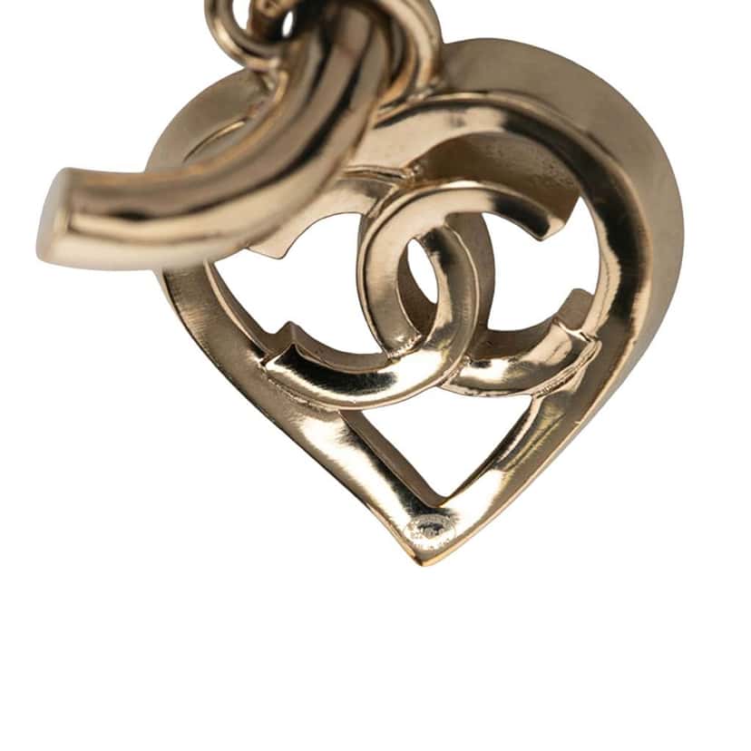 Chanel Gold Plated CC Heart Coco in Love Hoop Push Back Earrings Gold Metal Good condition - Inside View