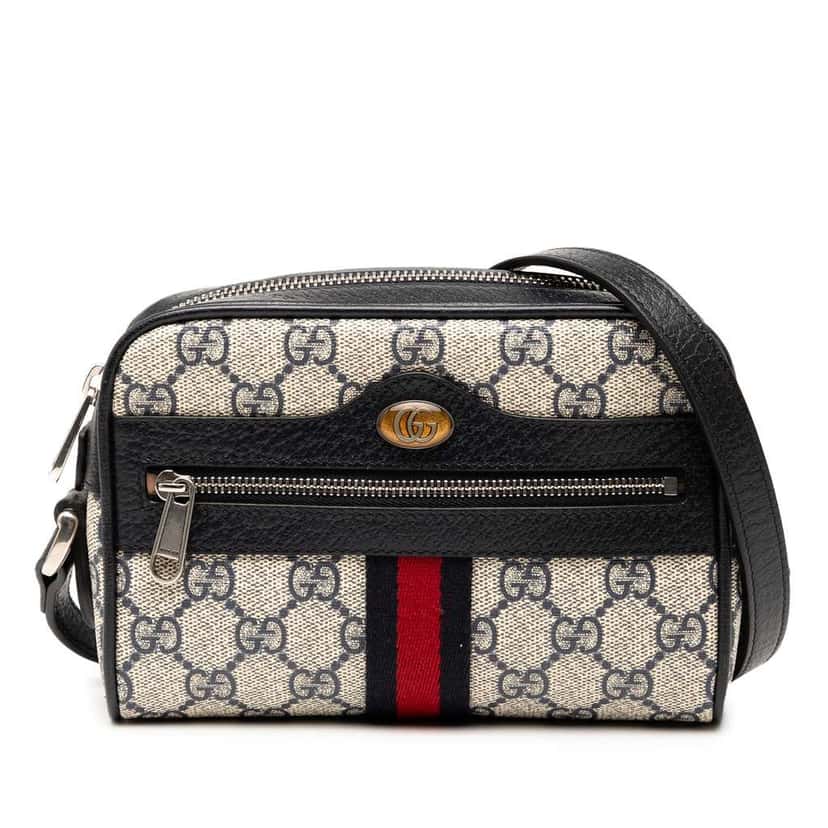 Gucci Mini GG Supreme Ophidia Crossbody Grey Canvas Good condition - Front View
