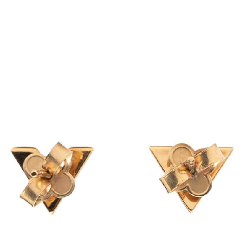 Louis Vuitton Gold Plated Essential V Stud Earrings Gold Metal Good condition - Back View
