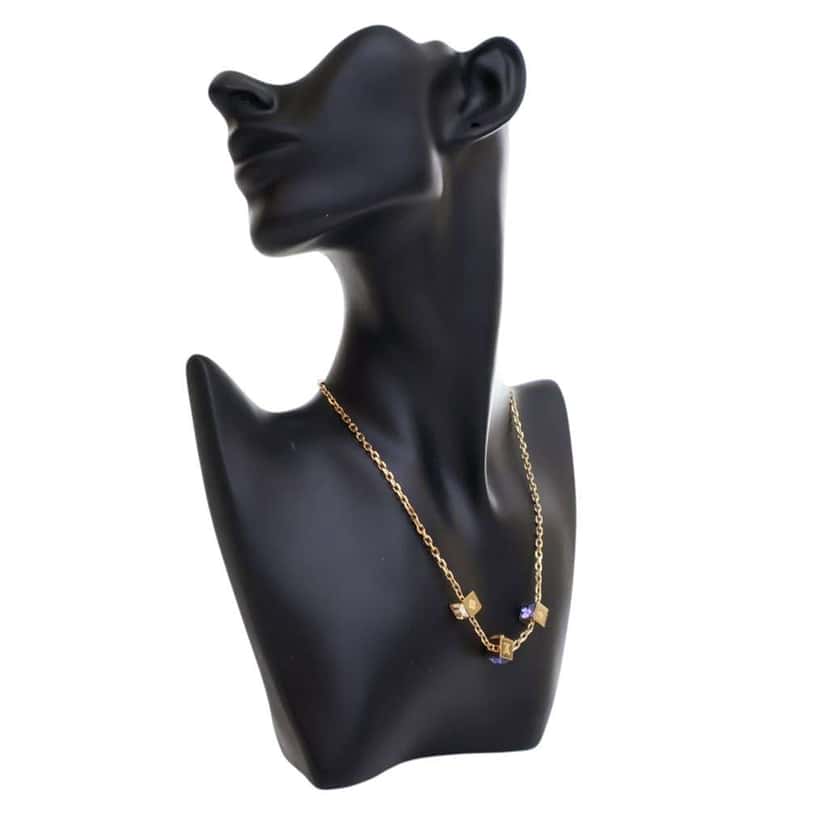 Louis Vuitton Gold Plated Crystal Gamble Drop Earrings And Necklace Set Gold Metal Good condition - Inside View
