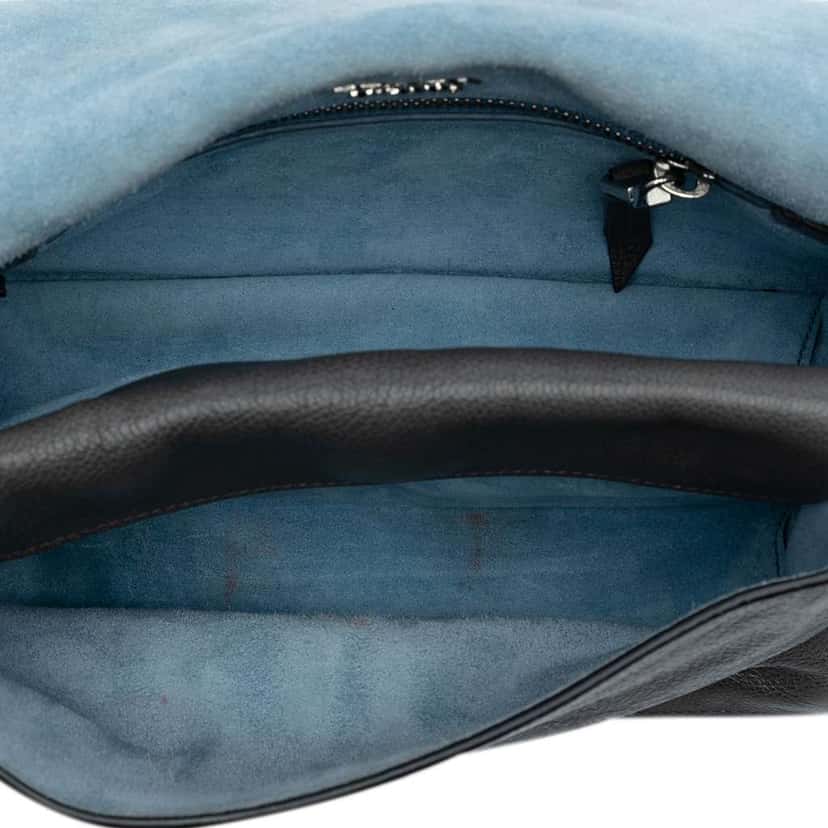 Prada Glace Calfskin Studded Etiquette Flap Grey Leather Good condition - Model View