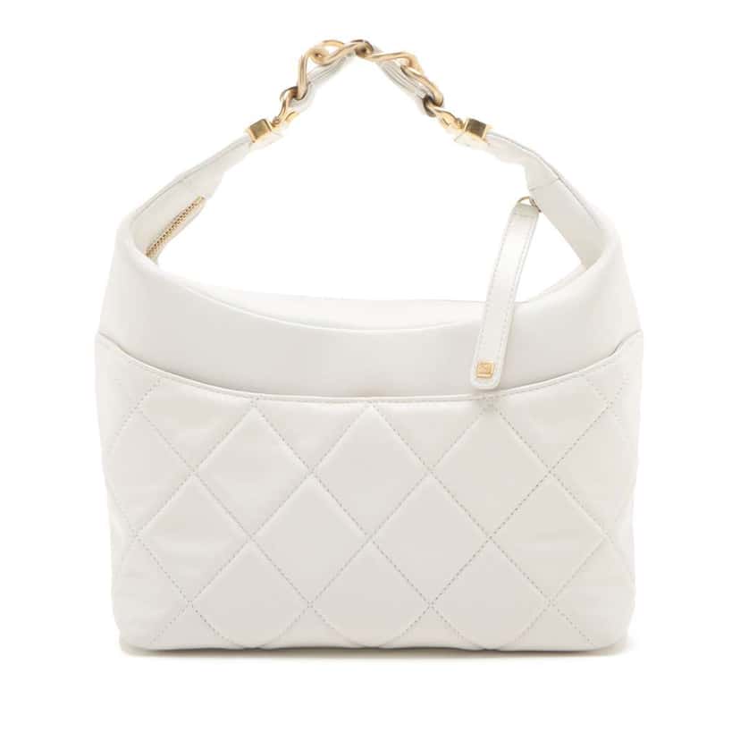 Chanel Quilted Calfskin Close To Me Hobo White Leather Good condition - Back View