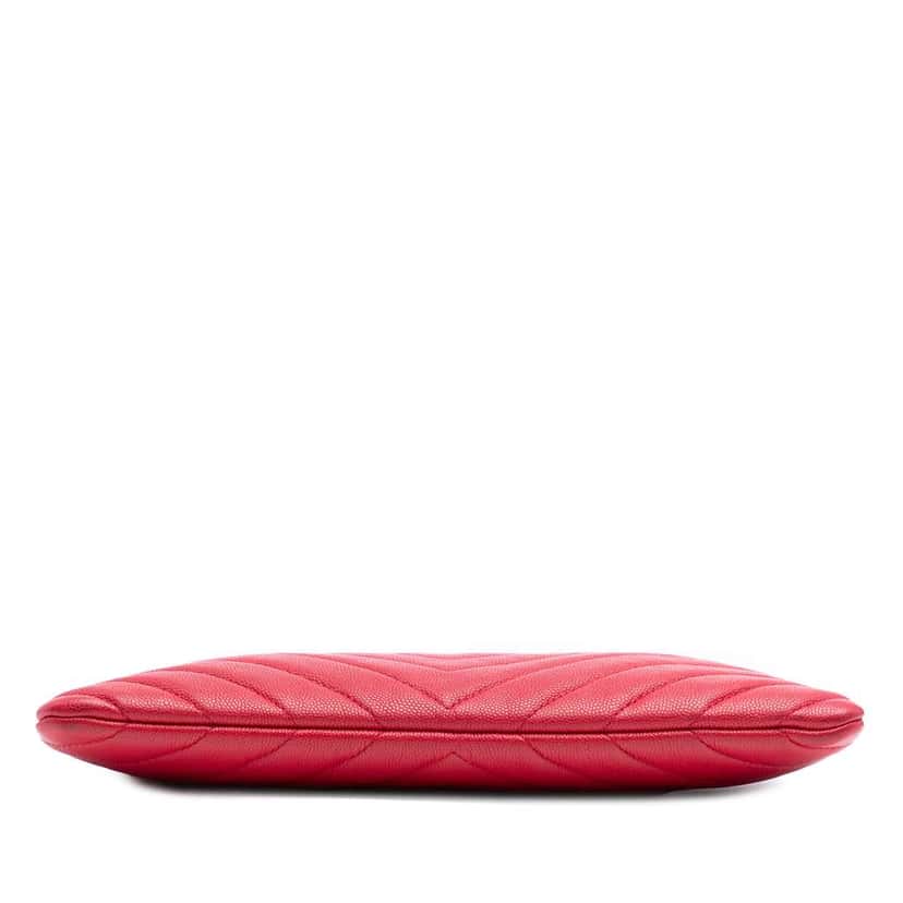 Chanel Medium Chevron Caviar Ancient Greek Charms O Case Clutch Red Leather Good condition - Inside View