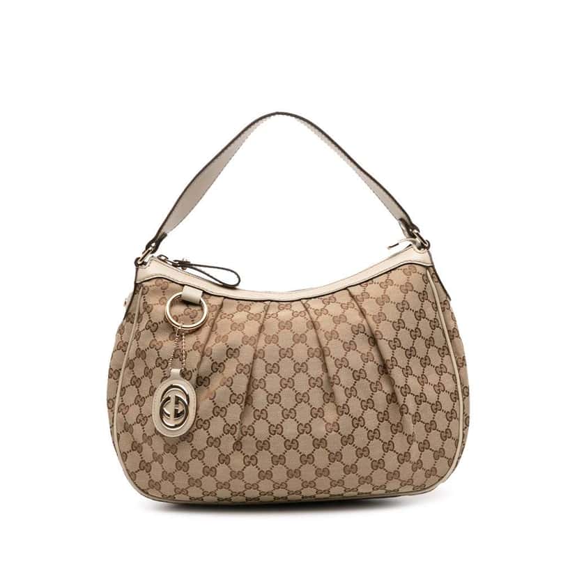 Gucci GG Canvas Sukey Shoulder Bag Brown Canvas Good condition - Front View