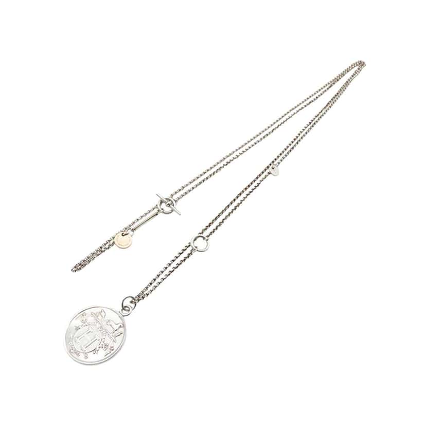 Hermès Sterling Silver and 18K Rose Gold Ex-Libris Long Necklace Silver Silver Good condition - Front View