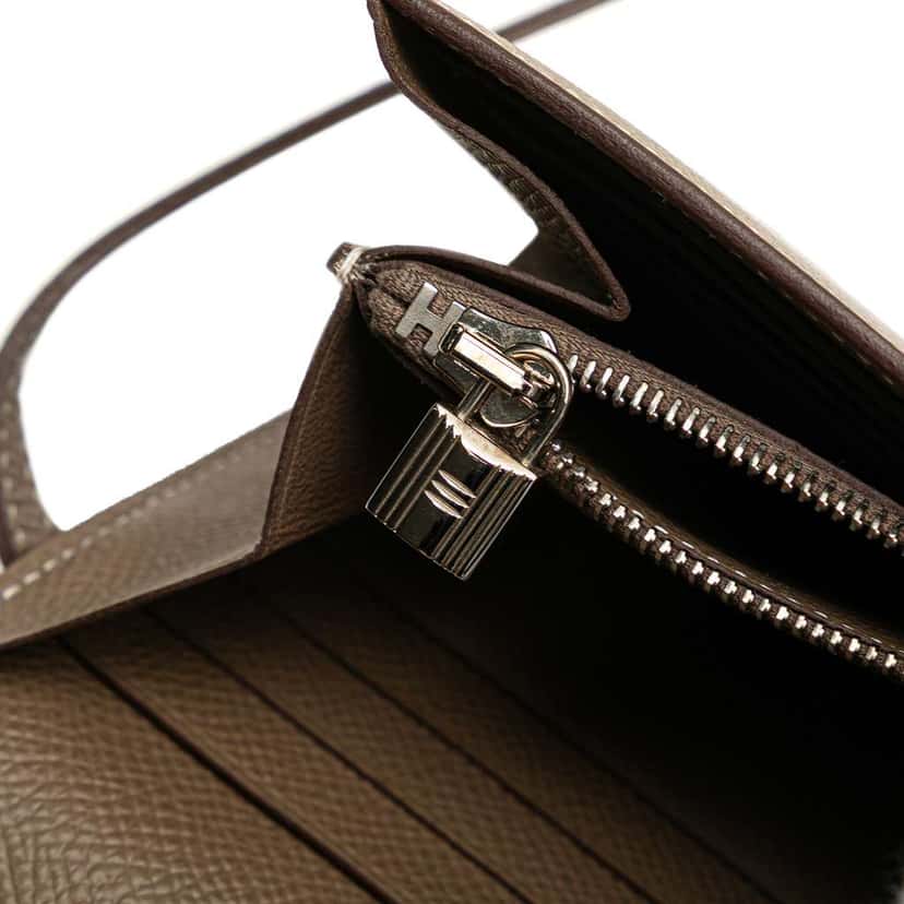 Hermès Epsom Kelly Longue Wallet Brown Leather Good condition - Box View