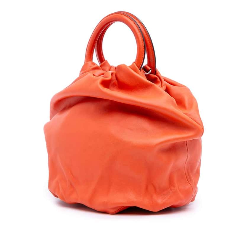 Loewe Small Gathered Lambskin Bounce Bag Orange Leather Good condition - Back View