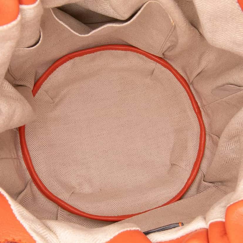 Loewe Small Gathered Lambskin Bounce Bag Orange Leather Good condition - Model View