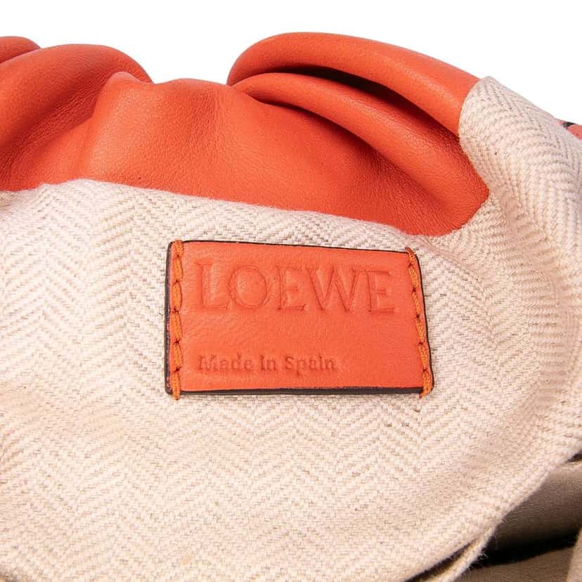 Loewe Small Gathered Lambskin Bounce Bag Orange Leather Good condition - Box View