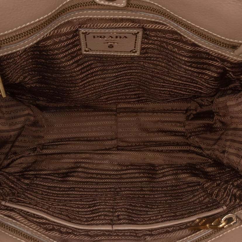 Prada Cervo Open Convertible Tote Brown Leather Good condition - Model View