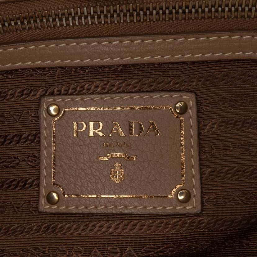 Prada Cervo Open Convertible Tote Brown Leather Good condition - Box View
