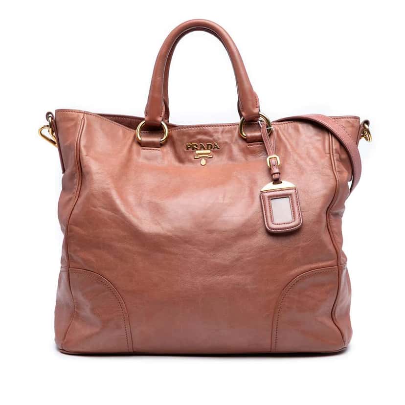 Prada Vitello Shine Satchel Brown Leather Good condition - Front View