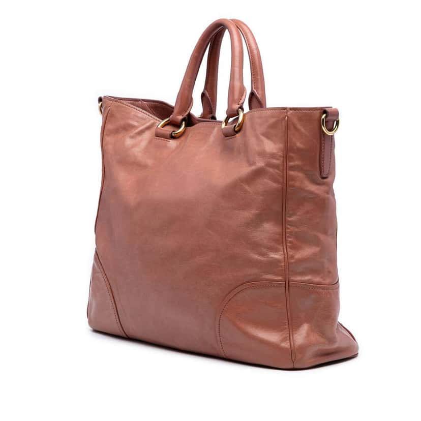 Prada Vitello Shine Satchel Brown Leather Good condition - Back View