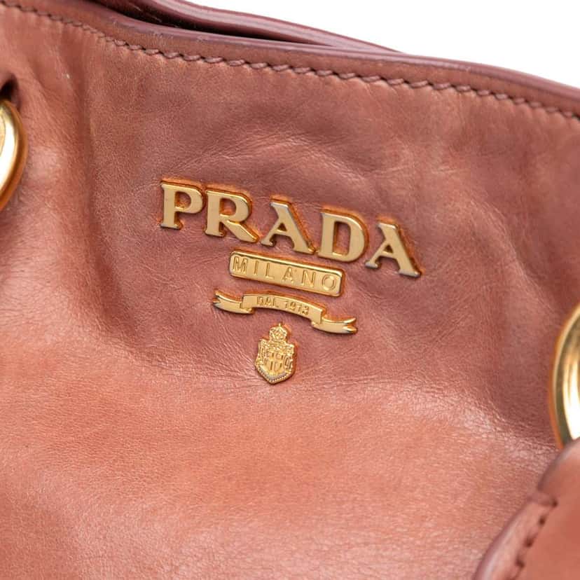 Prada Vitello Shine Satchel Brown Leather Good condition - Box View