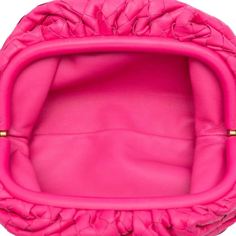 Bottega Veneta Nappa Intrecciato The Mini Pouch Pink Leather Good condition - Model View