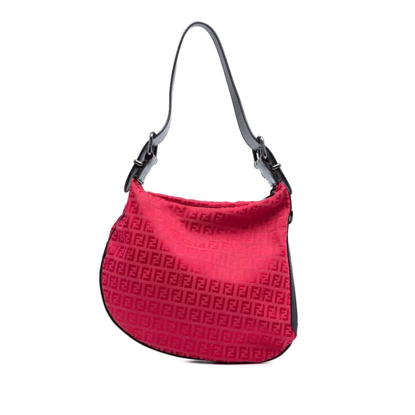 Fendi Zucchino Canvas Oyster Hobo Red Canvas Good condition - Front View