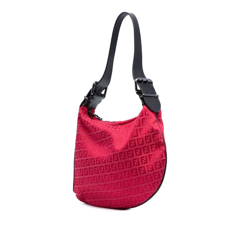 Fendi Zucchino Canvas Oyster Hobo Red Canvas Good condition - Back View