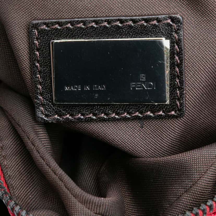 Fendi Zucchino Canvas Oyster Hobo Red Canvas Good condition - Box View