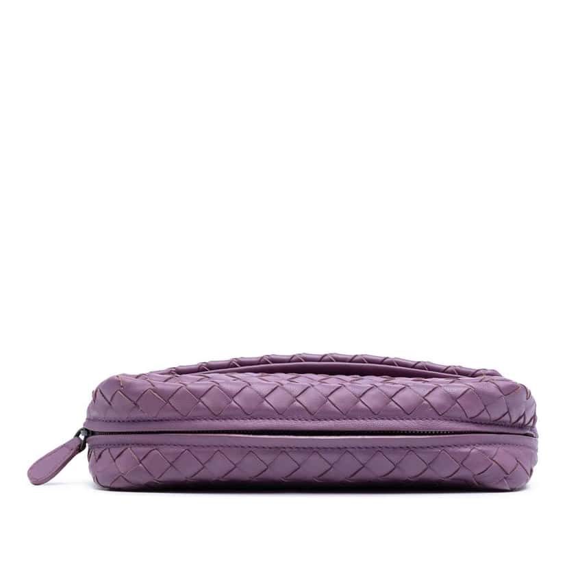 Bottega Veneta Mini Nappa Intrecciato Expandable Chain Flap Crossbody Purple Leather Good condition - Inside View